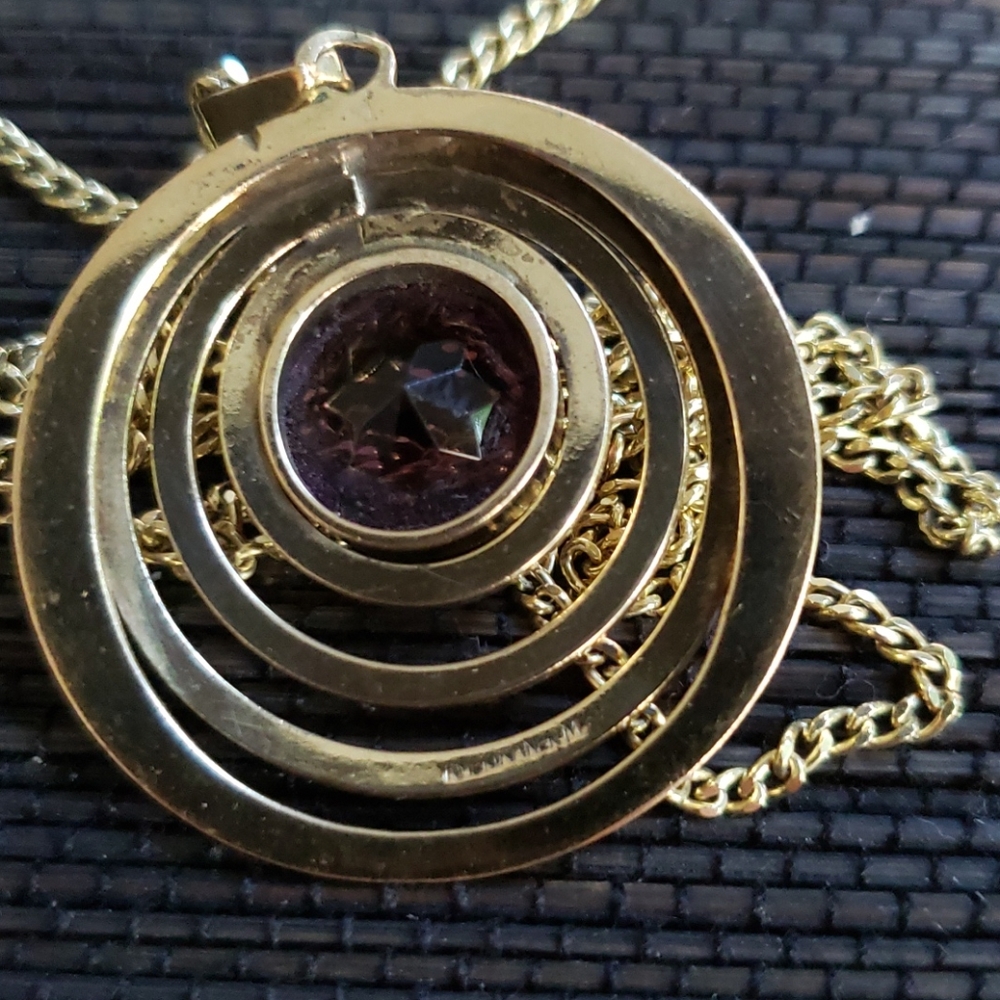 💥HP💥 VTG 14k solid Gold chain/w goldplate Amethyst Pendant - Picture 8 of 11